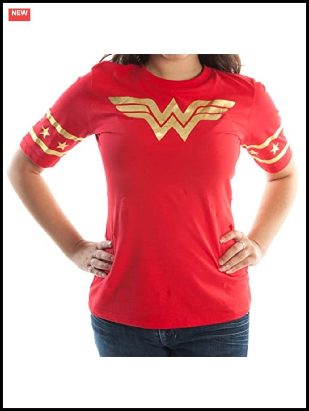 Wonder Woman Foil Logo Juniors V-Neck T-Shirt Short Sleeve Tee